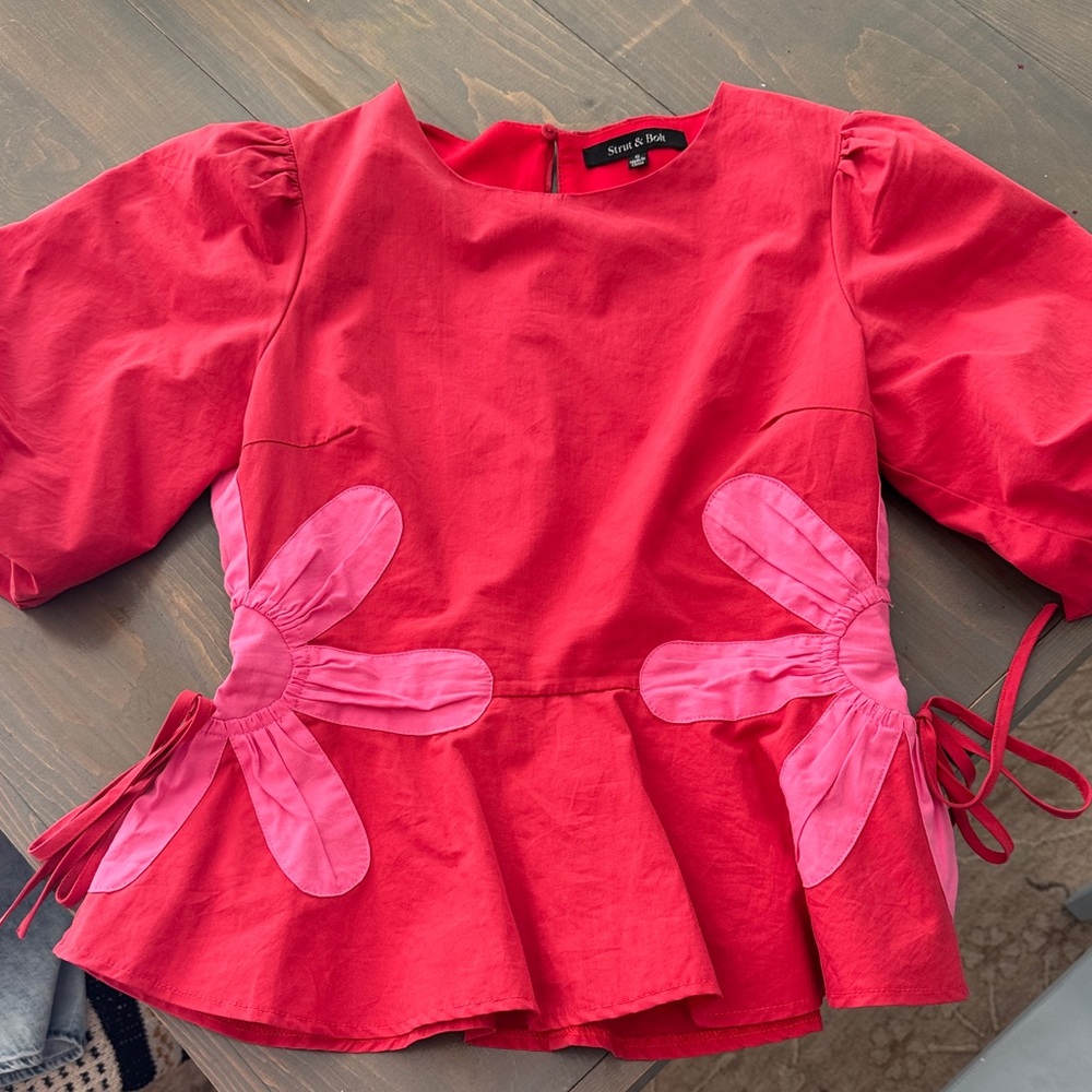 Red and Pink Women's Top